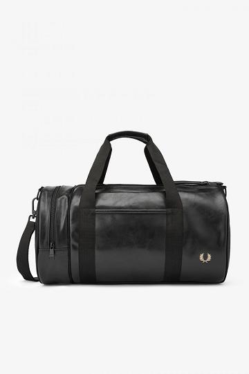 Plecaki Fred Perry Tonal PU Barrel Damskie Czarne | PL 1827RVDW